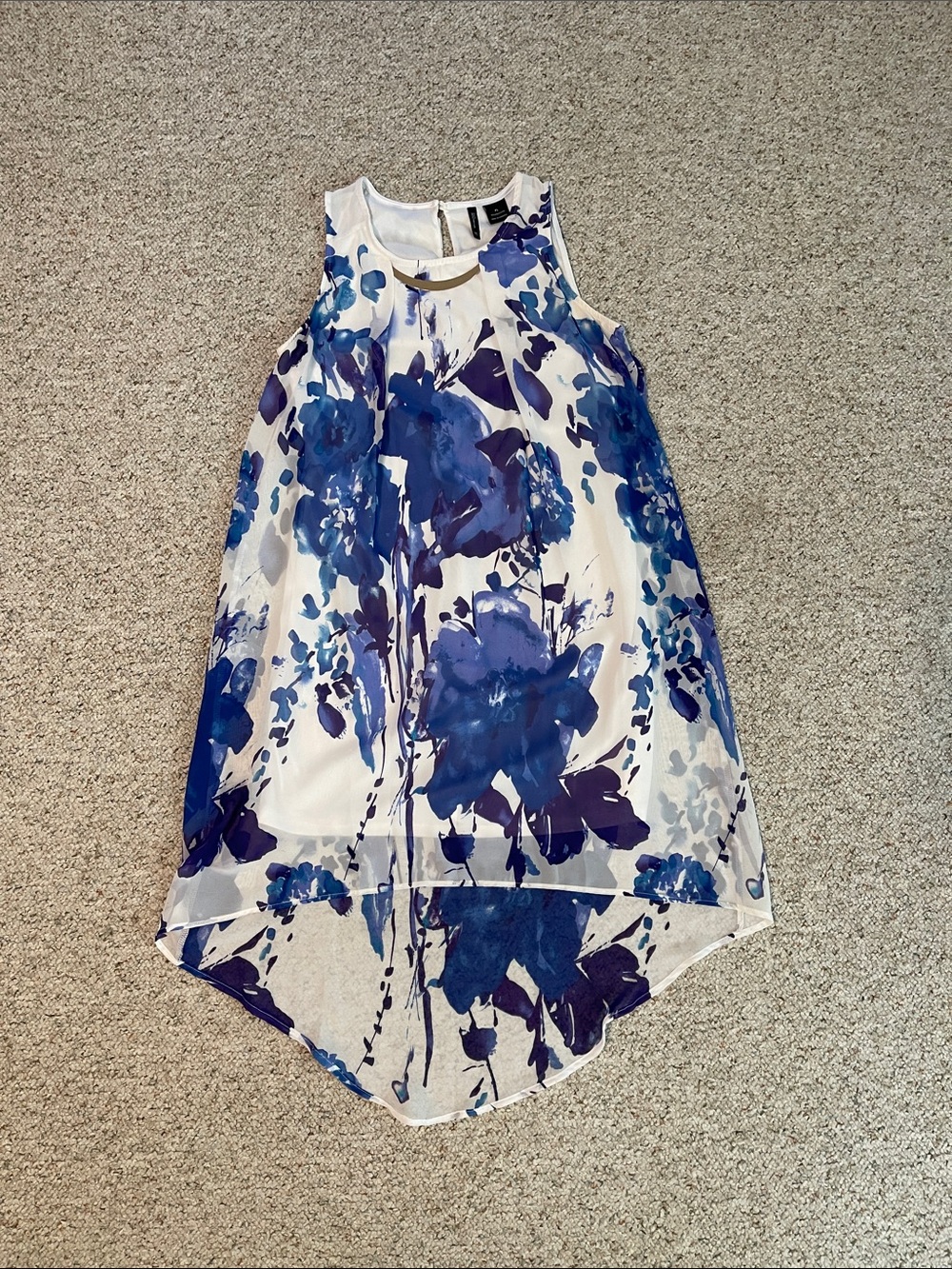 New Directions Blue & White Floral Sleeveless Dress